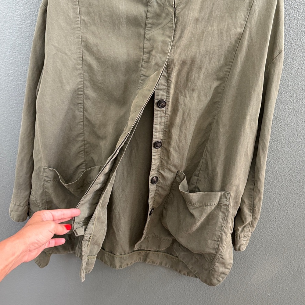 Zara Army Jacket Button Down Pockets Lightweight … - image 3